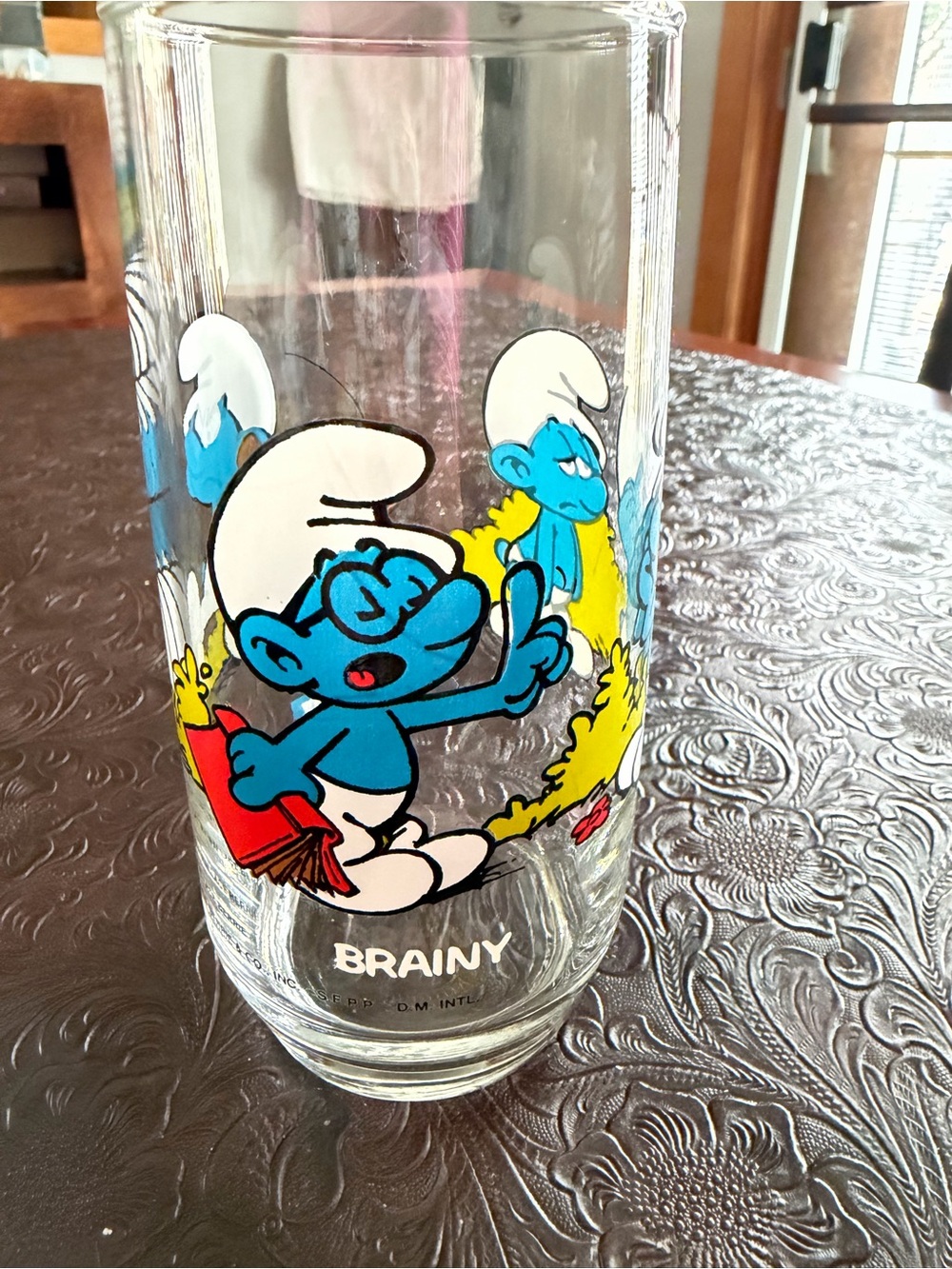 Brainy Smurf Collector Glass with Colorful Graphic